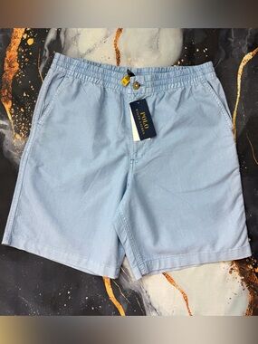 Polo Ralph Lauren Boys Shorts Size 20 Blue Cotton Elastic Waist NWT